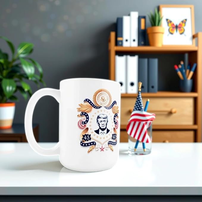 Trump Presidential Emblem Coffee Mug – 15 oz